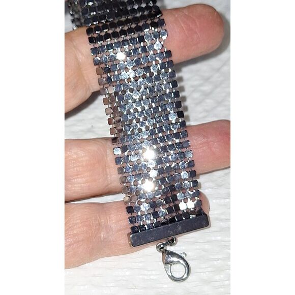 A Mesh Bracelet Gunmetal Gray Chainmail Steampunk Whimsigoth Medievel As-Is - Picture 10 of 10